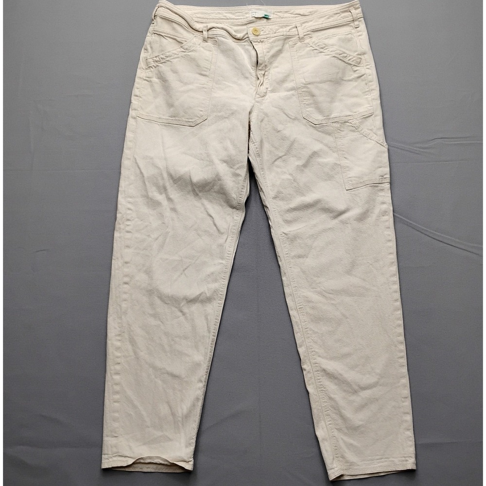 Anthropologie Pilcro Cream Utility Cargo Carpenter Pants Straight Leg Womens 16W